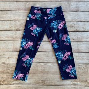 Justice Navy Floral Capri Leggings